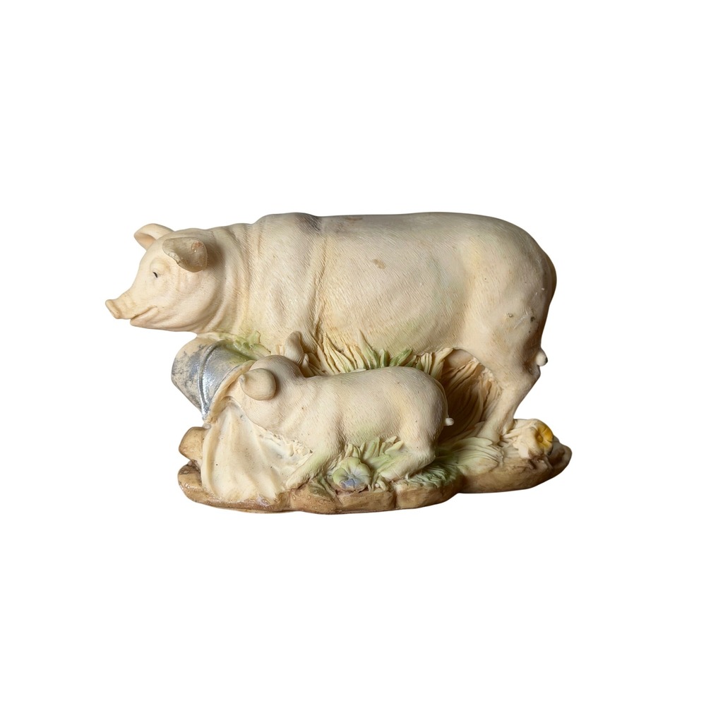 Greenbrier International Polystone Pig and Piglet Figurine Farmhouse Decor 4.75"